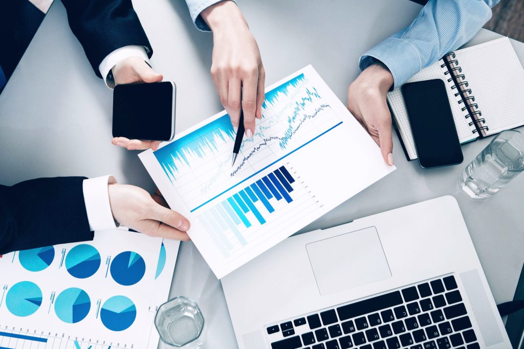 Businessman and businesswoman working